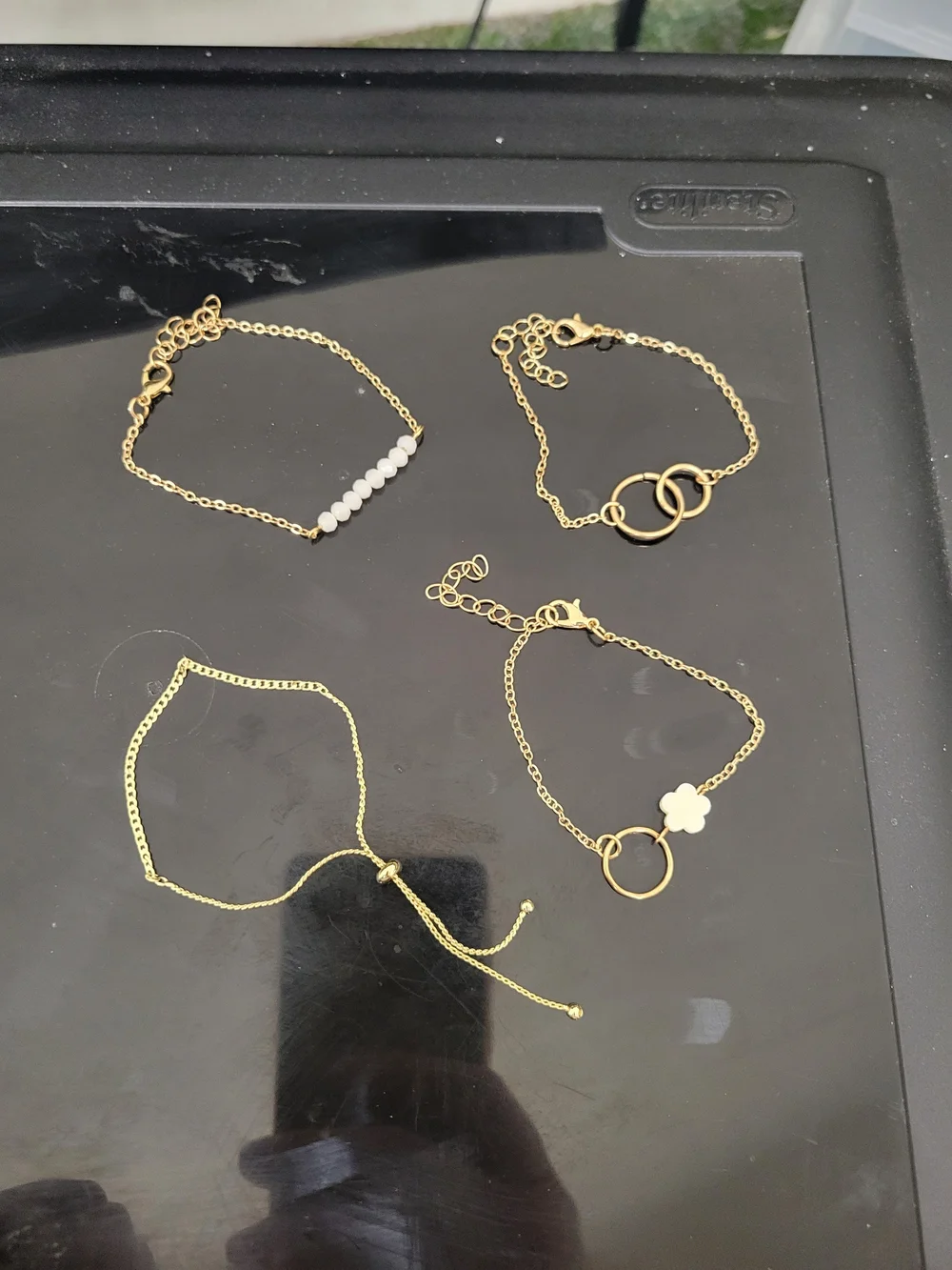 Gold Tone Women’s Bracelet Set with White Accents